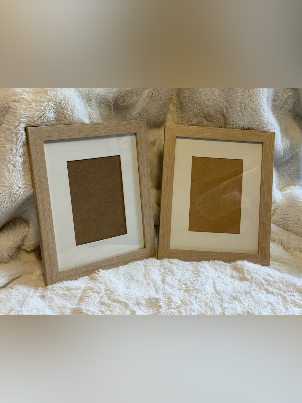 Set of 2 Matching Light Oak Photo Frames with White Mats
